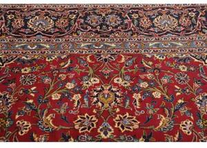 Tappeto Kashan Medaglione Floreale Rosso Blu Scuro 355x487 Cm