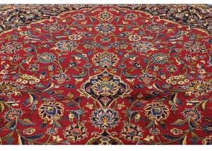 Tappeto Kashan Medaglione Floreale Rosso Blu Scuro 355x487 Cm