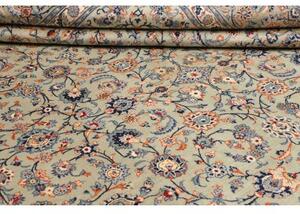 Tappeto Kashan Floreale Avorio Blu 275x385 Cm