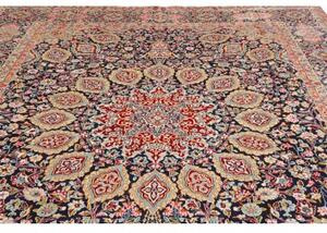 Tappeto Kerman Stilizzato Blu Scuro Rosso Mattone 278x378 Cm