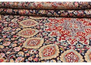 Tappeto Kerman Stilizzato Blu Scuro Rosso Mattone 278x378 Cm