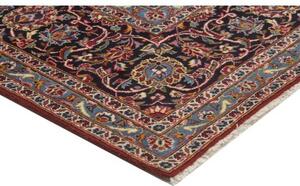 Tappeto Kashan Medaglione Floreale Rosso Blu Scuro 355x487 Cm