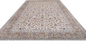 Tappeto Kashan Floreale Avorio Blu 294x398 Cm