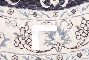 Tappeto Nain Kashmar Medaglione Floreale Blu Notte Bianco Avorio Rotondo 143x143 Cm
