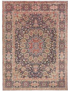 Tappeto Kerman Stilizzato Blu Scuro Rosso Mattone 278x378 Cm