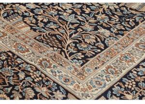 Tappeto Kerman Floreale Blu Scuro Beige 393x525 Cm