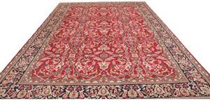 Tappeto Kerman Stilizzato Rosso Blu Scuro 288x380 Cm