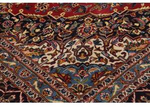Tappeto Kashan Medaglione Floreale Rosso Blu Scuro 355x487 Cm