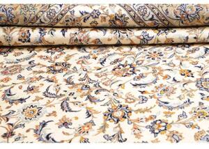 Tappeto Kashan Kork Floreale Avorio Blu Scuro 293x383 Cm