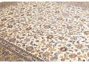 Tappeto Kashan Kork Floreale Avorio Blu Scuro 293x383 Cm