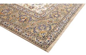 Tappeto Kashan Kork Floreale Avorio Blu Scuro 293x383 Cm