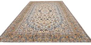 Tappeto Kashan Floreale Avorio Blu 271x395 Cm