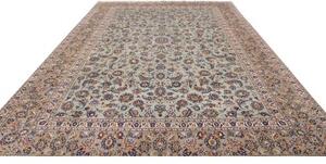 Tappeto Kashan Floreale Verde Salvia Beige 305x412 Cm