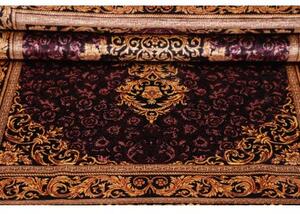 Tappeto Ghom Seta Medaglione Floreale Borgogna Oro 100x152 Cm