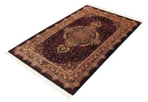 Tappeto Ghom Seta Medaglione Floreale Borgogna Oro 100x152 Cm