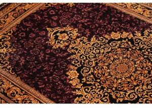 Tappeto Ghom Seta Medaglione Floreale Borgogna Oro 100x152 Cm