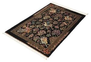 Tappeto Ghom Seta Figurativo Nero Multicolore 80x120 Cm