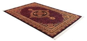 Tappeto Ghom Seta Medaglione Floreale Bordeaux Oro 156x231 Cm