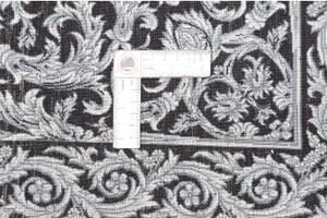 Tappeto Ghom Seta Medaglione Floreale Nero Bianco 135x200 Cm