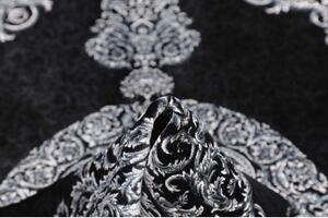 Tappeto Ghom Seta Medaglione Floreale Nero Bianco 135x200 Cm