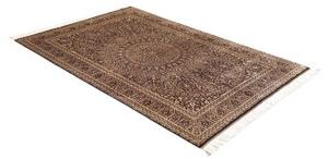 Tappeto Ghom Seta Stilizzato Marrone Scuro Avorio 133x197 Cm