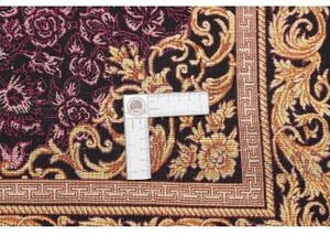 Tappeto Ghom Seta Medaglione Floreale Borgogna Oro 100x152 Cm