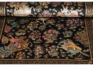 Tappeto Ghom Seta Figurativo Nero Multicolore 80x120 Cm
