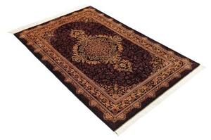 Tappeto Ghom Seta Medaglione Floreale Borgogna Oro 100x152 Cm