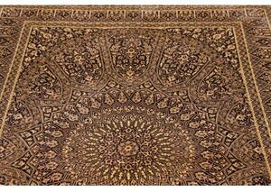 Tappeto Ghom Seta Stilizzato Marrone Scuro Avorio 133x197 Cm