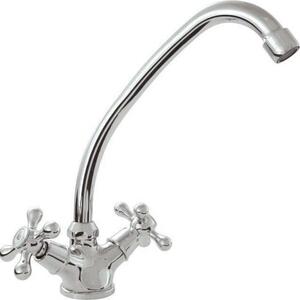 Rubinetto da cucina miscelatore Beverly ROUSSEAU, stile retrò, risparmio idrico, cartuccia in Vetroceramica, cromo grigio
