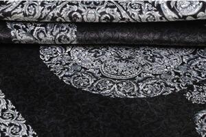 Tappeto Ghom Seta Medaglione Floreale Nero Bianco 135x200 Cm