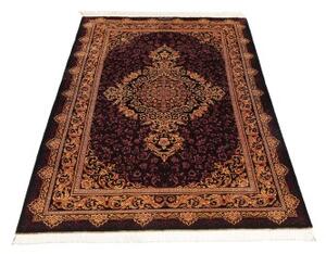 Tappeto Ghom Seta Medaglione Floreale Borgogna Oro 100x152 Cm