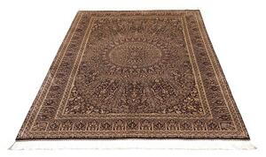 Tappeto Ghom Seta Stilizzato Marrone Scuro Avorio 133x197 Cm