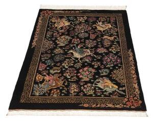 Tappeto Ghom Seta Figurativo Nero Multicolore 80x120 Cm