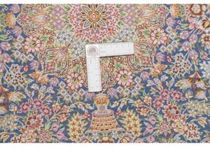Tappeto Ghom Seta Medaglione Floreale Blu Notte Avorio 60x93 Cm