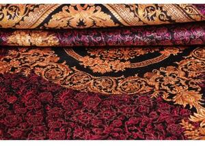 Tappeto Ghom Seta Medaglione Floreale Bordeaux Oro 156x231 Cm