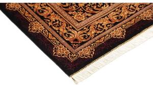 Tappeto Ghom Seta Medaglione Floreale Borgogna Oro 100x152 Cm
