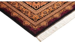 Tappeto Ghom Seta Medaglione Floreale Bordeaux Oro 156x231 Cm