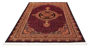 Tappeto Ghom Seta Medaglione Floreale Bordeaux Oro 156x231 Cm