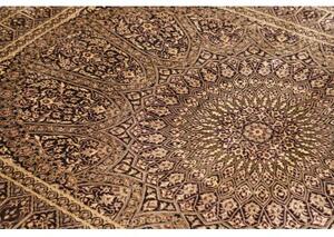Tappeto Ghom Seta Stilizzato Marrone Scuro Avorio 133x197 Cm