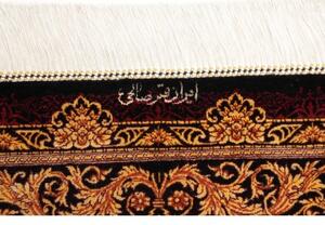 Tappeto Ghom Seta Medaglione Floreale Borgogna Oro 100x152 Cm