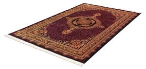 Tappeto Ghom Seta Medaglione Floreale Bordeaux Oro 156x231 Cm