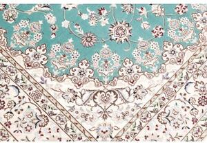 Tappeto Nain 6la Medaglione Floreale Turchese Avorio 160x233 Cm