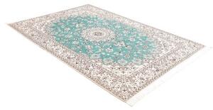 Tappeto Nain 6la Medaglione Floreale Turchese Avorio 160x233 Cm