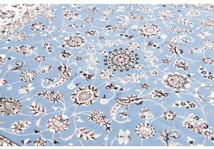 Tappeto Nain 6la Medaglione Floreale Azzurro Avorio Quadrato 208x208 Cm