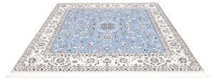 Tappeto Nain 6la Medaglione Floreale Azzurro Avorio Quadrato 208x208 Cm