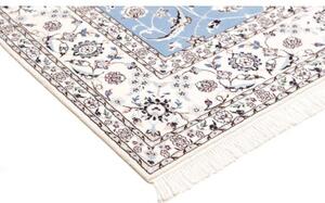 Tappeto Nain 6la Medaglione Floreale Azzurro Avorio Quadrato 208x208 Cm