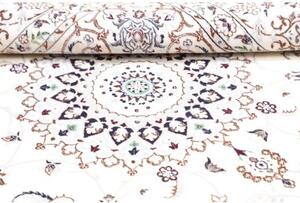 Tappeto Nain 6la Medaglione Floreale Avorio Blu Scuro Quadrato 168x173 Cm