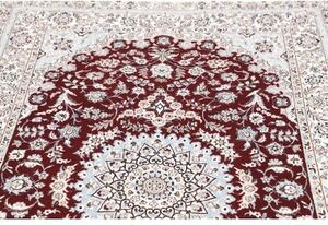 Tappeto Nain 6la Medaglione Floreale Rosso Bordeaux Avorio 127x191 Cm