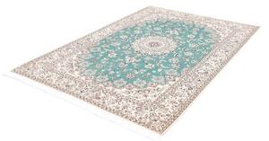 Tappeto Nain 6la Medaglione Floreale Turchese Avorio 160x233 Cm
